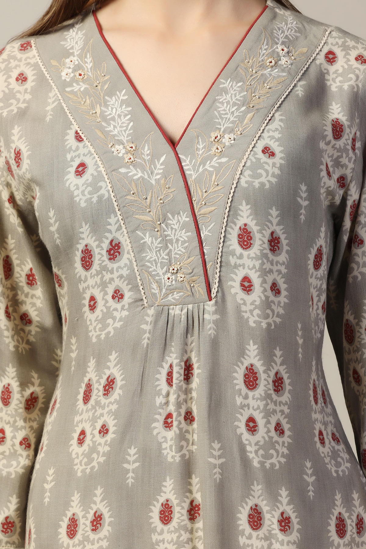 Printed Gray Colour Kurti For Women