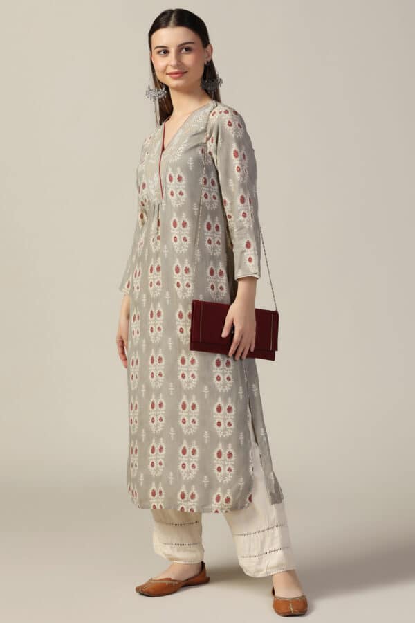 Printed Gray Colour Kurti For Women