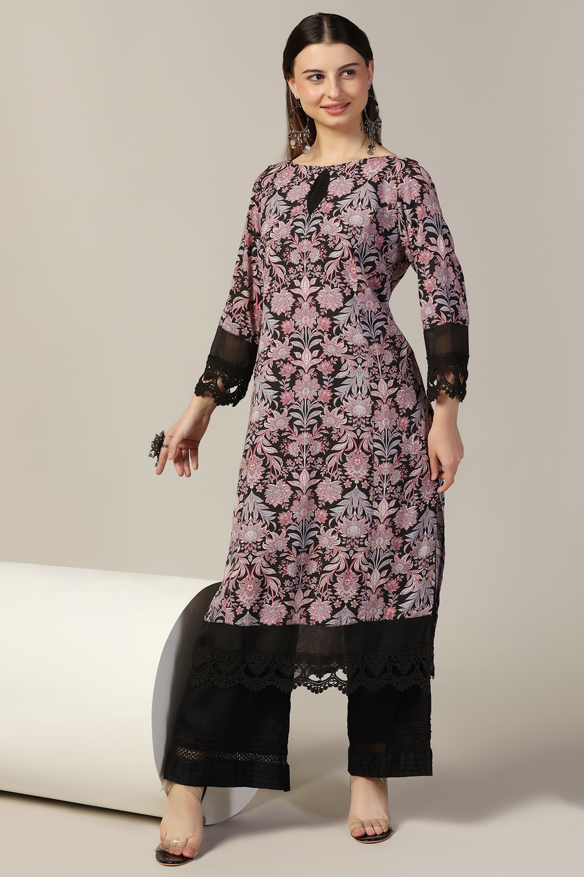 Black Printed Kurti For Women