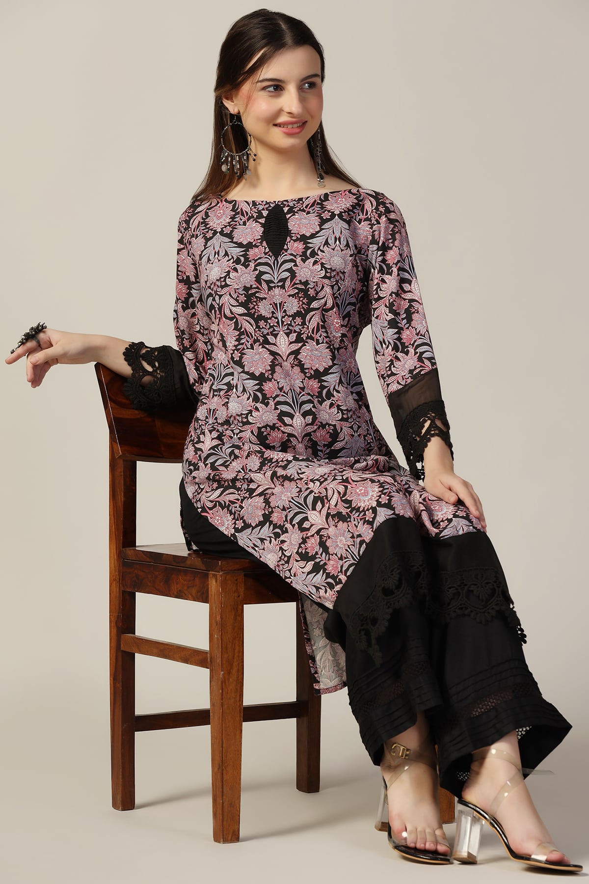 Black Printed Kurti For Women