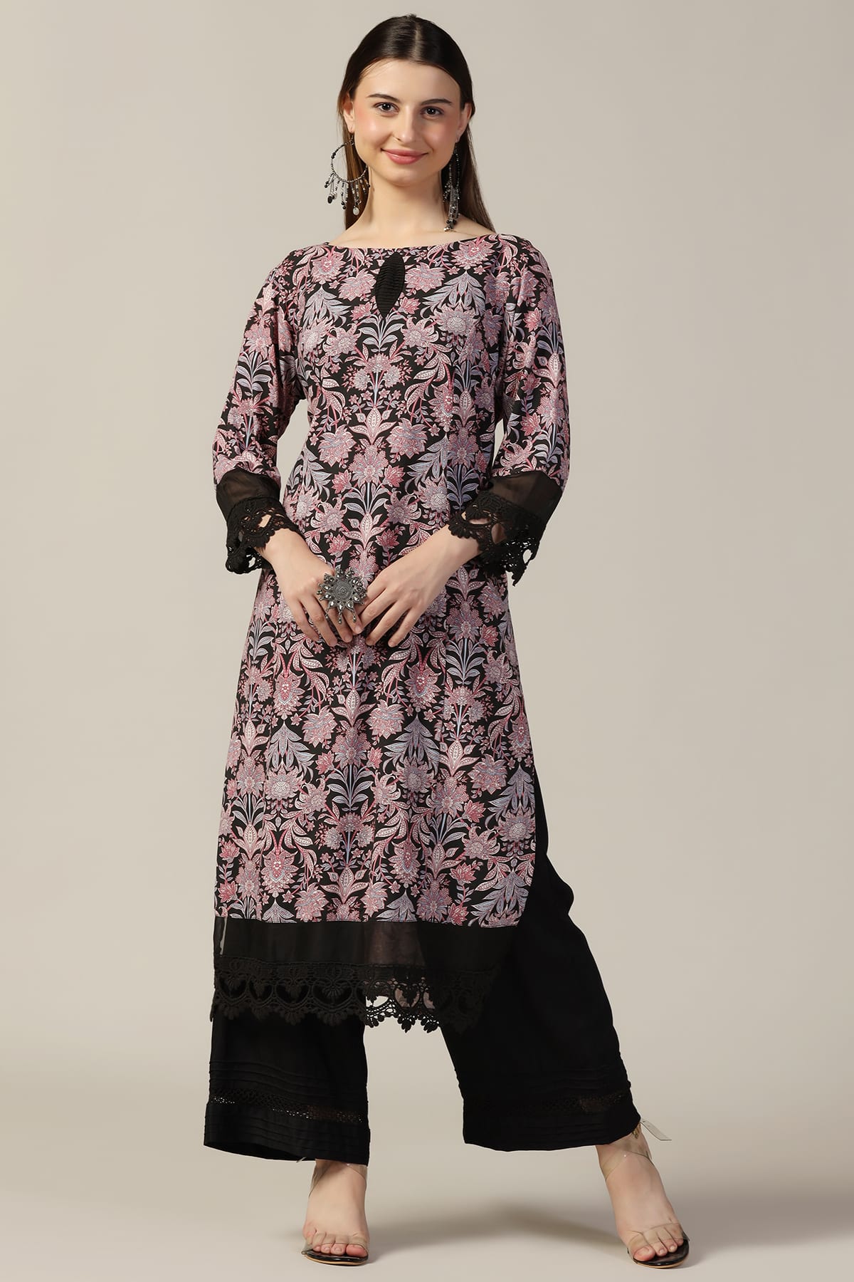 Black Printed Kurti For Women