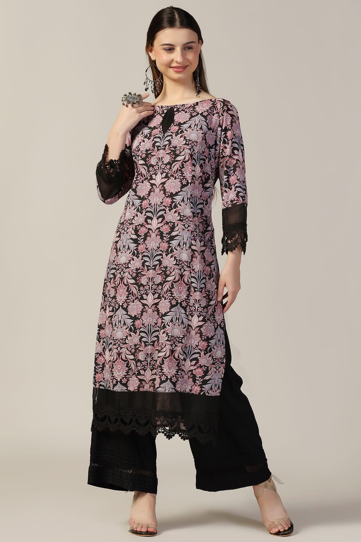 Black Printed Kurti For Women