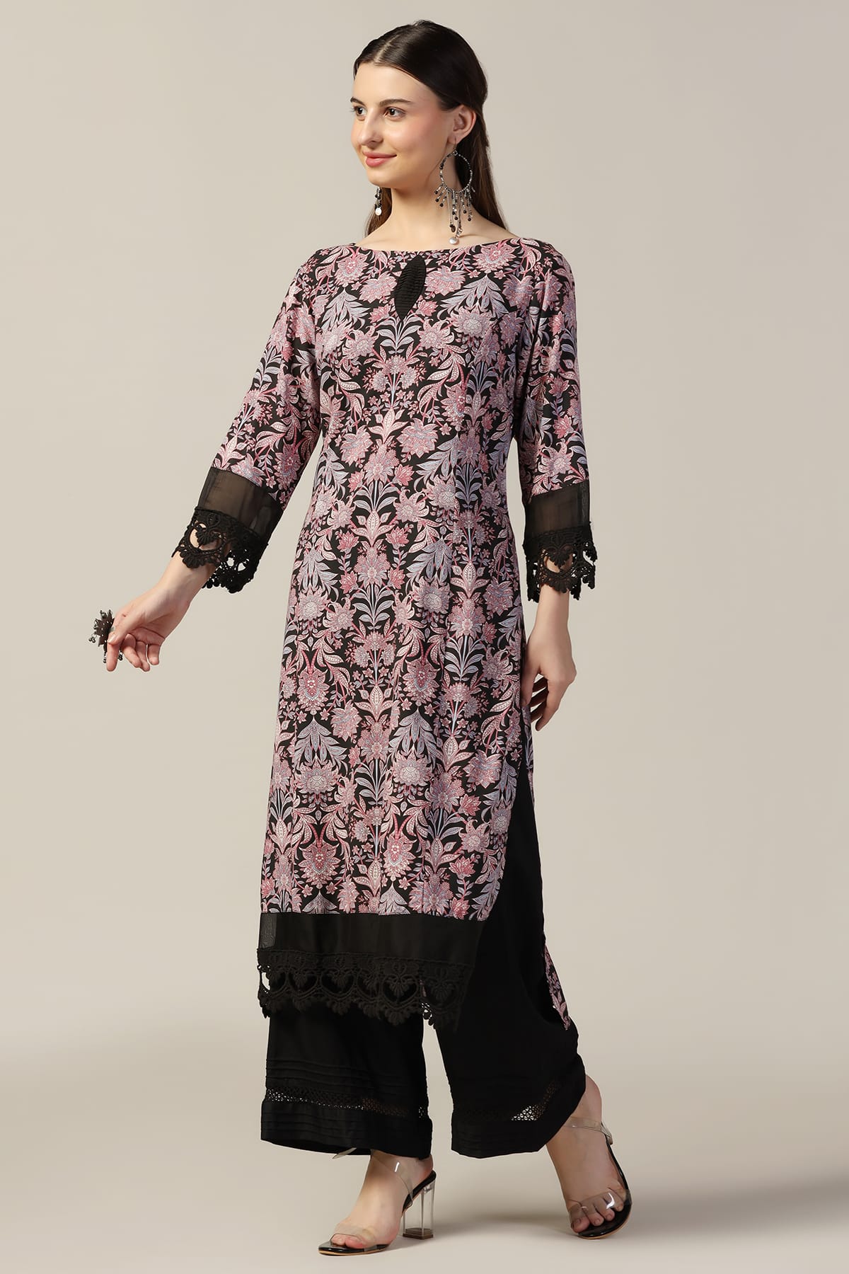Black Printed Kurti For Women