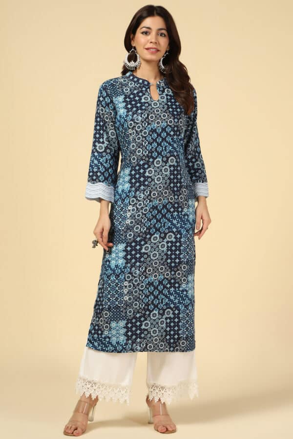Linen Blue Kurta For Women