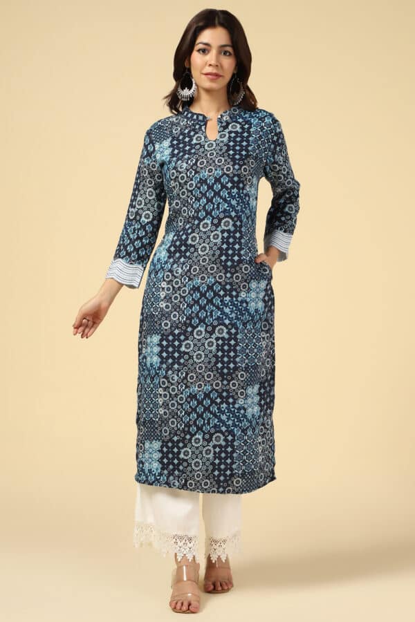 Linen Blue Kurta For Women