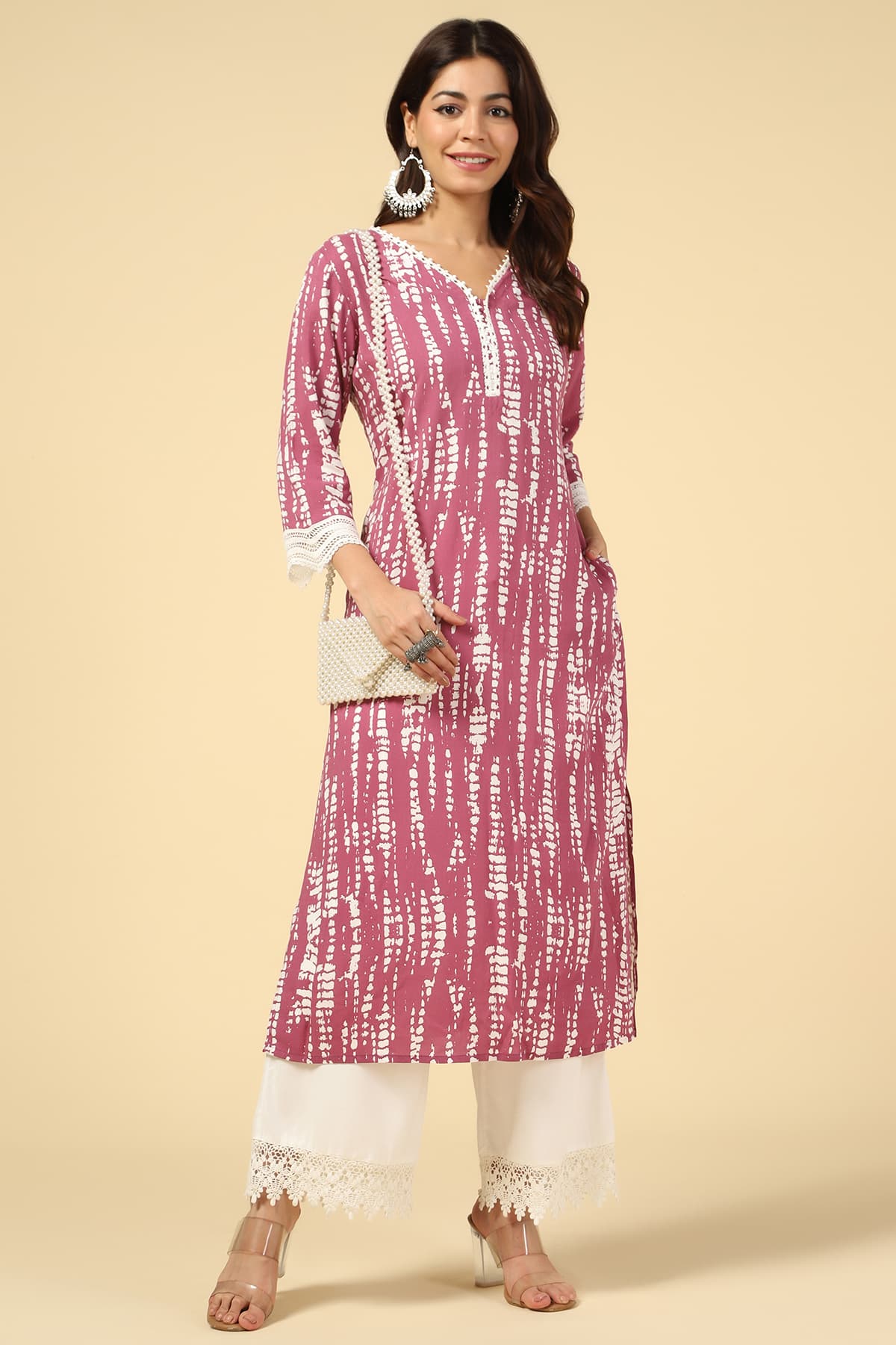 Onion Colour Printed Women Kurti