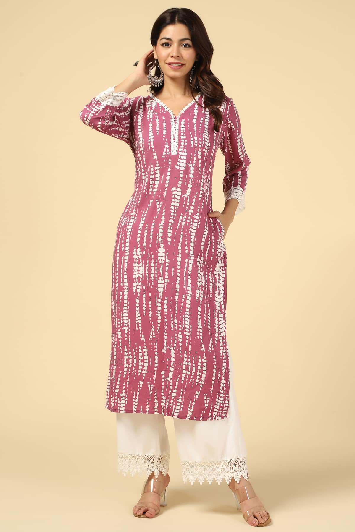 Onion Colour Printed Women Kurti