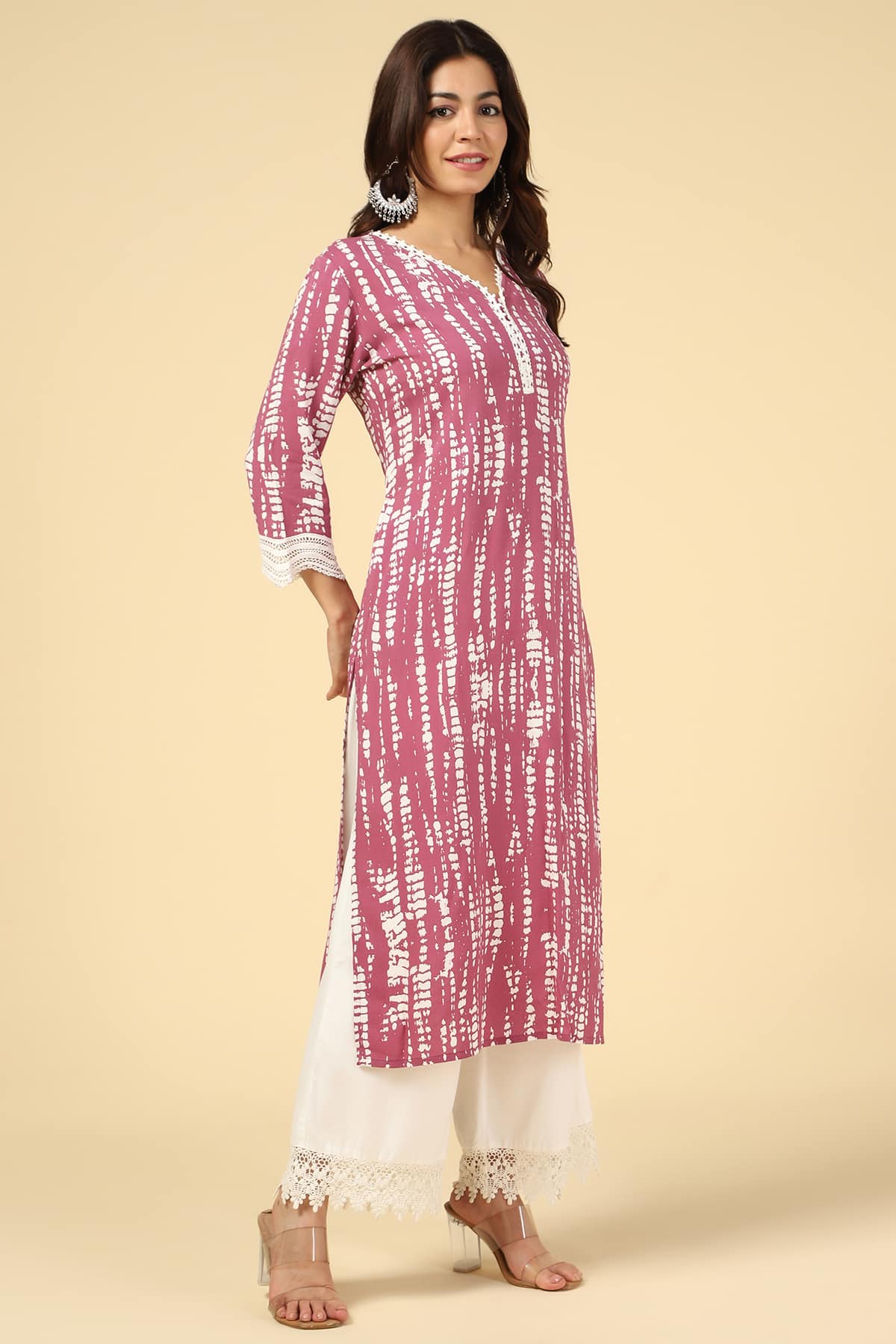 Onion Colour Printed Women Kurti