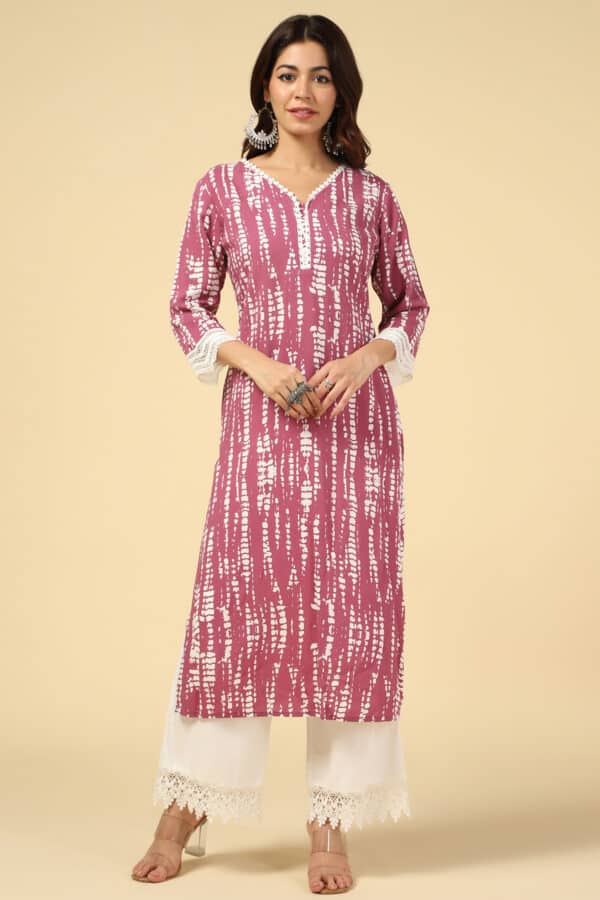 Onion Colour Printed Women Kurti