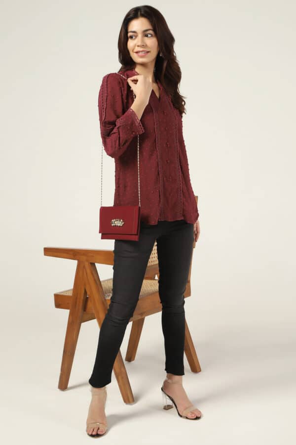 Printed Maroon Tops For Women