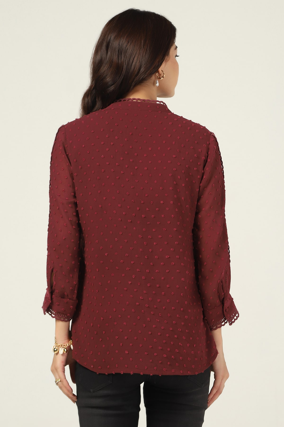 Printed Maroon Tops For Women