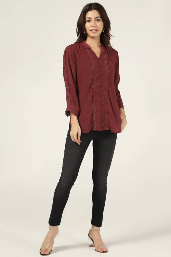 Printed Maroon Tops For Women