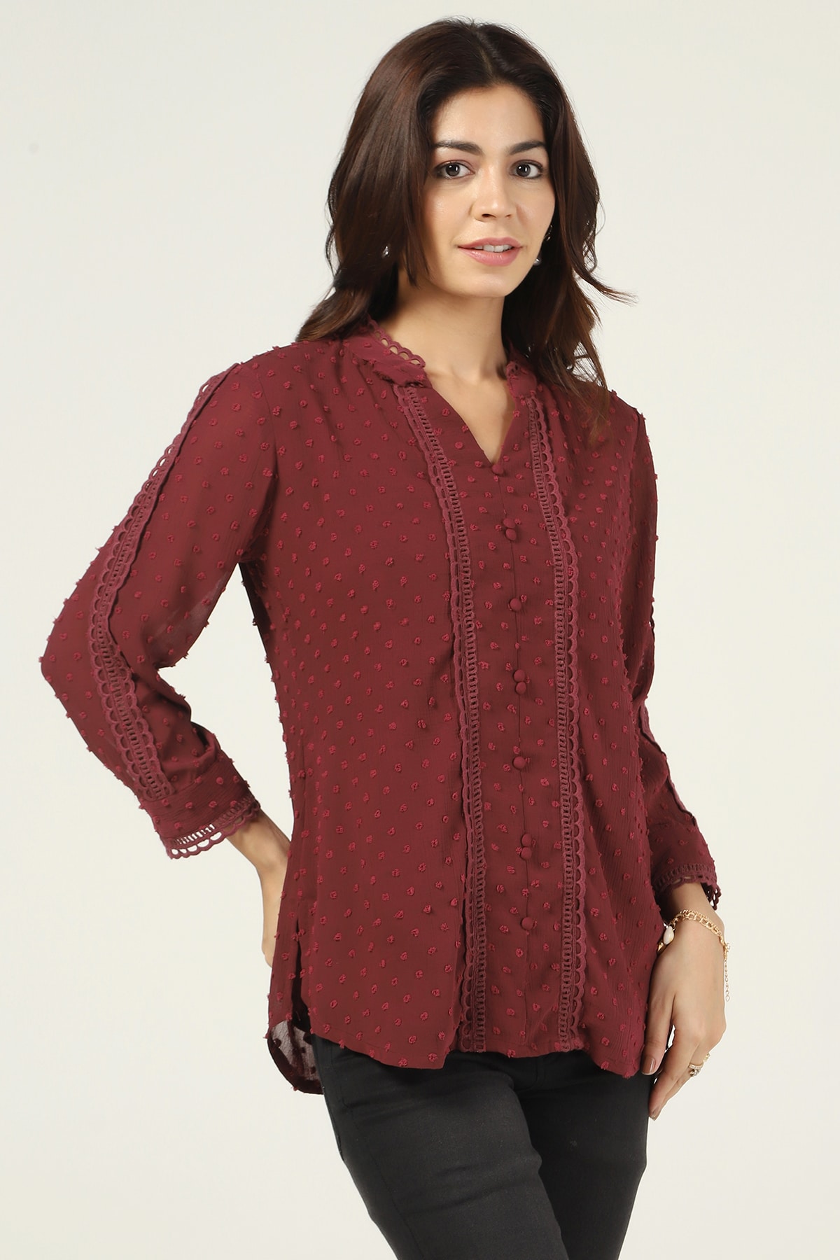 Printed Maroon Tops For Women