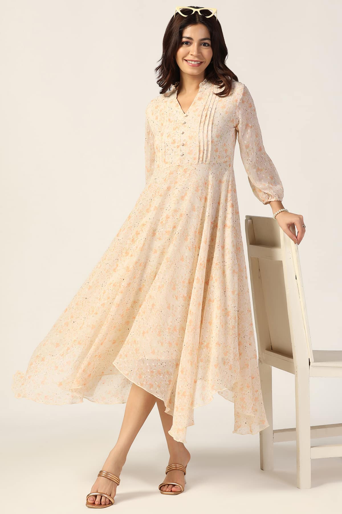 Printed Cream Dresses For Women
