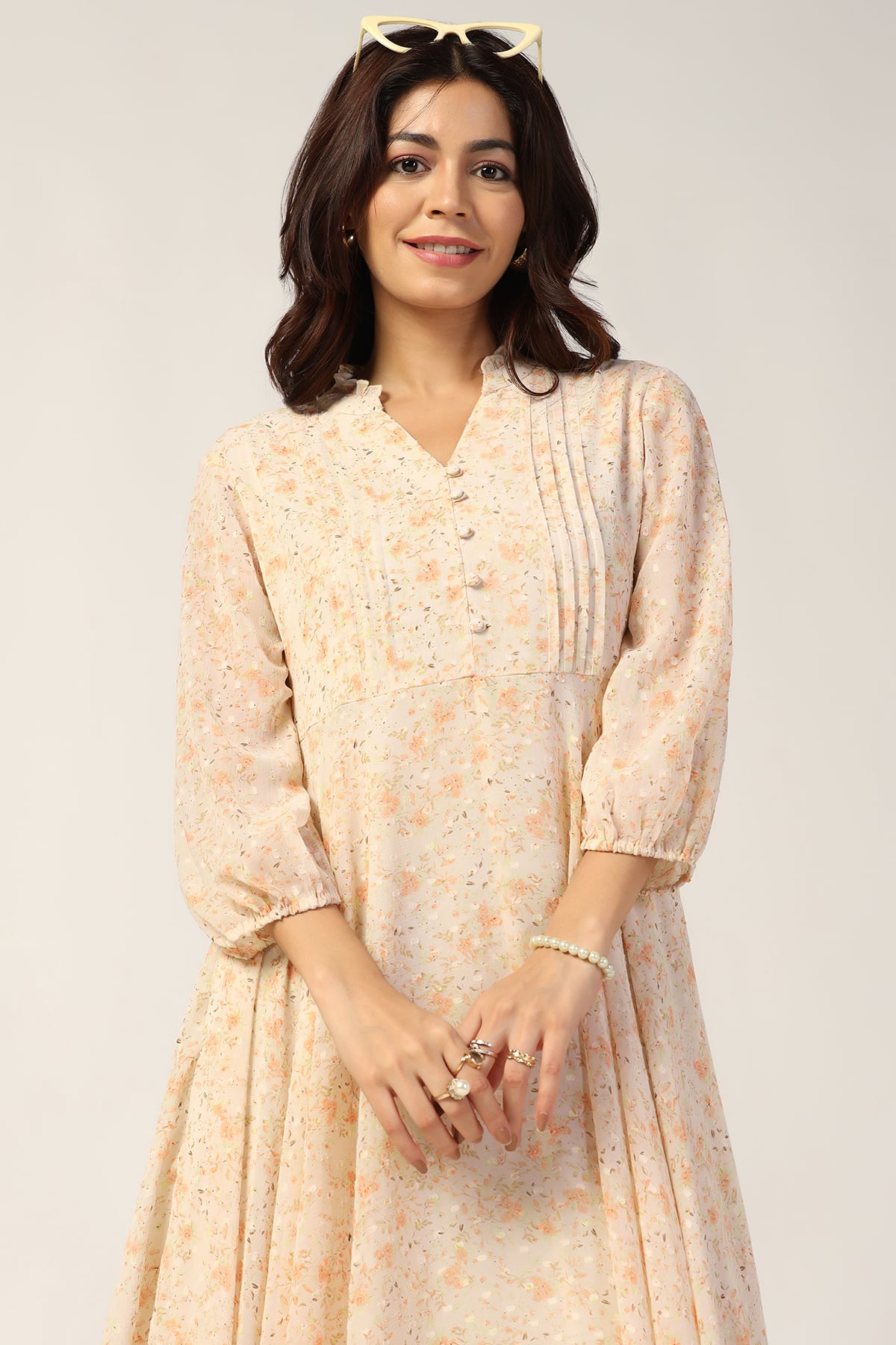 Printed Cream Dresses For Women
