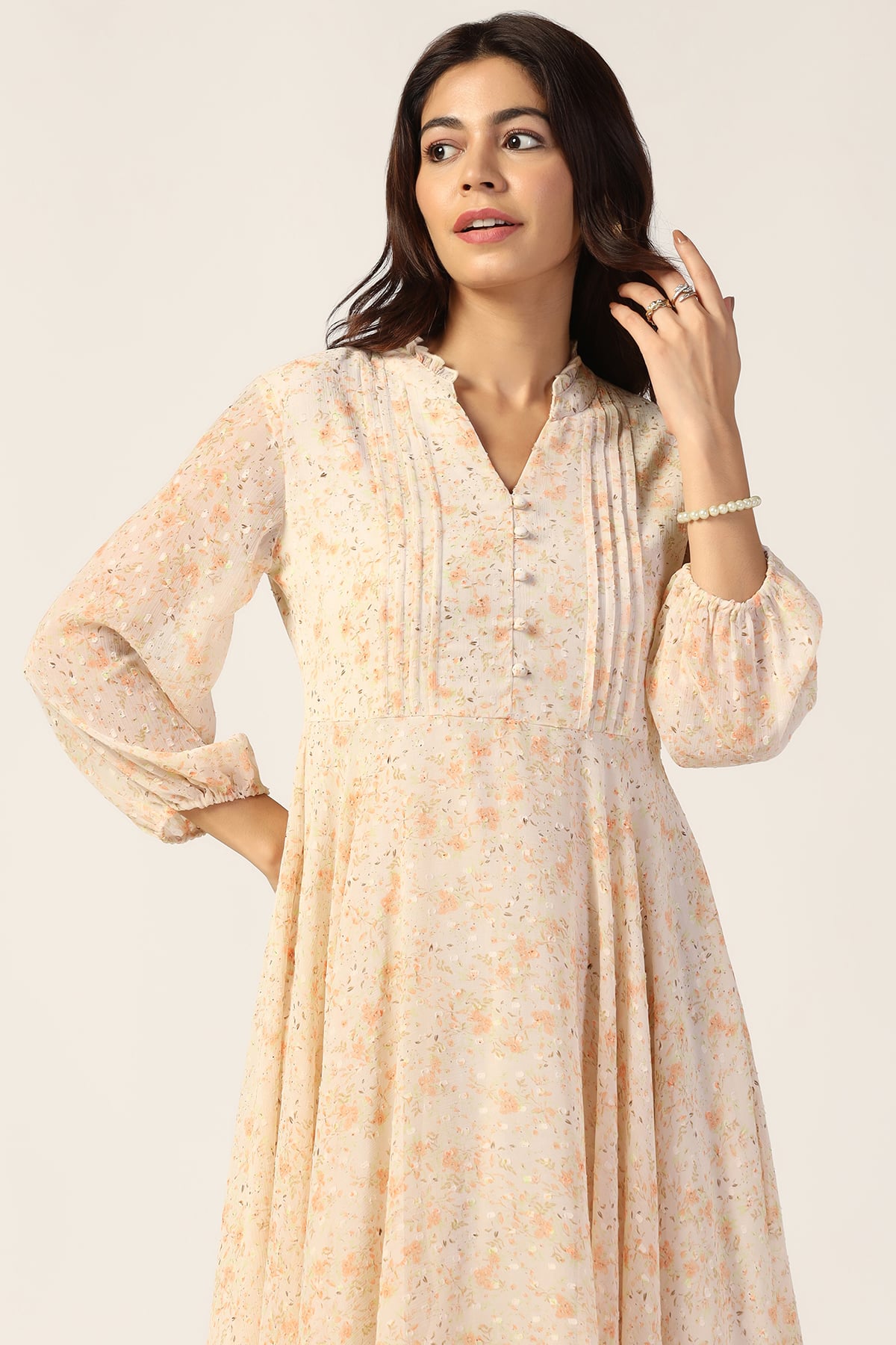 Printed Cream Dresses For Women