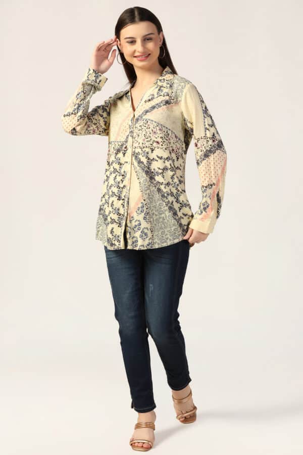 Printed Cream Shirts For Women