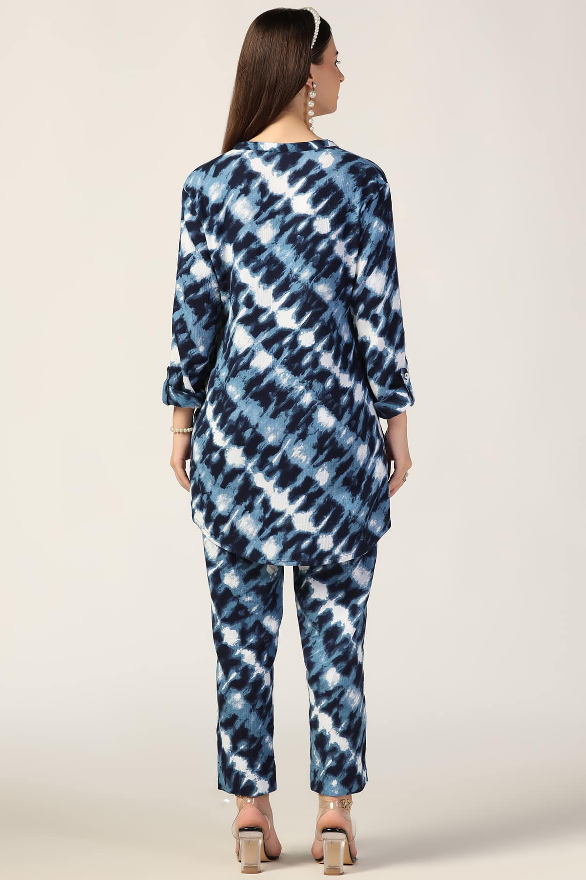 Printed Blue Co Ords Women Tunic