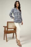 Blue And White Ladies Rayon Shirts