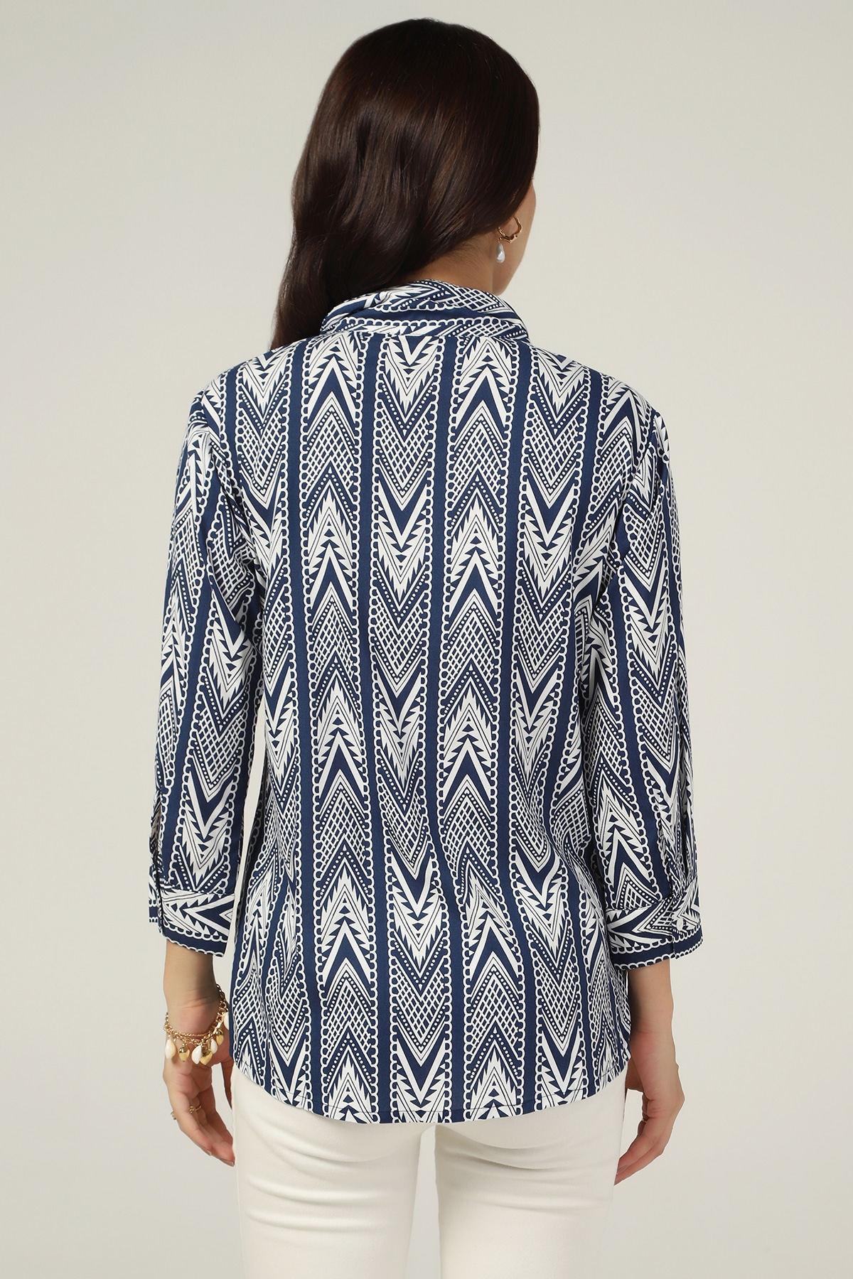 Blue And White Ladies Rayon Shirts