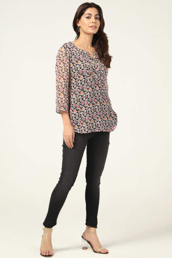 Blue Printed Tops For Women