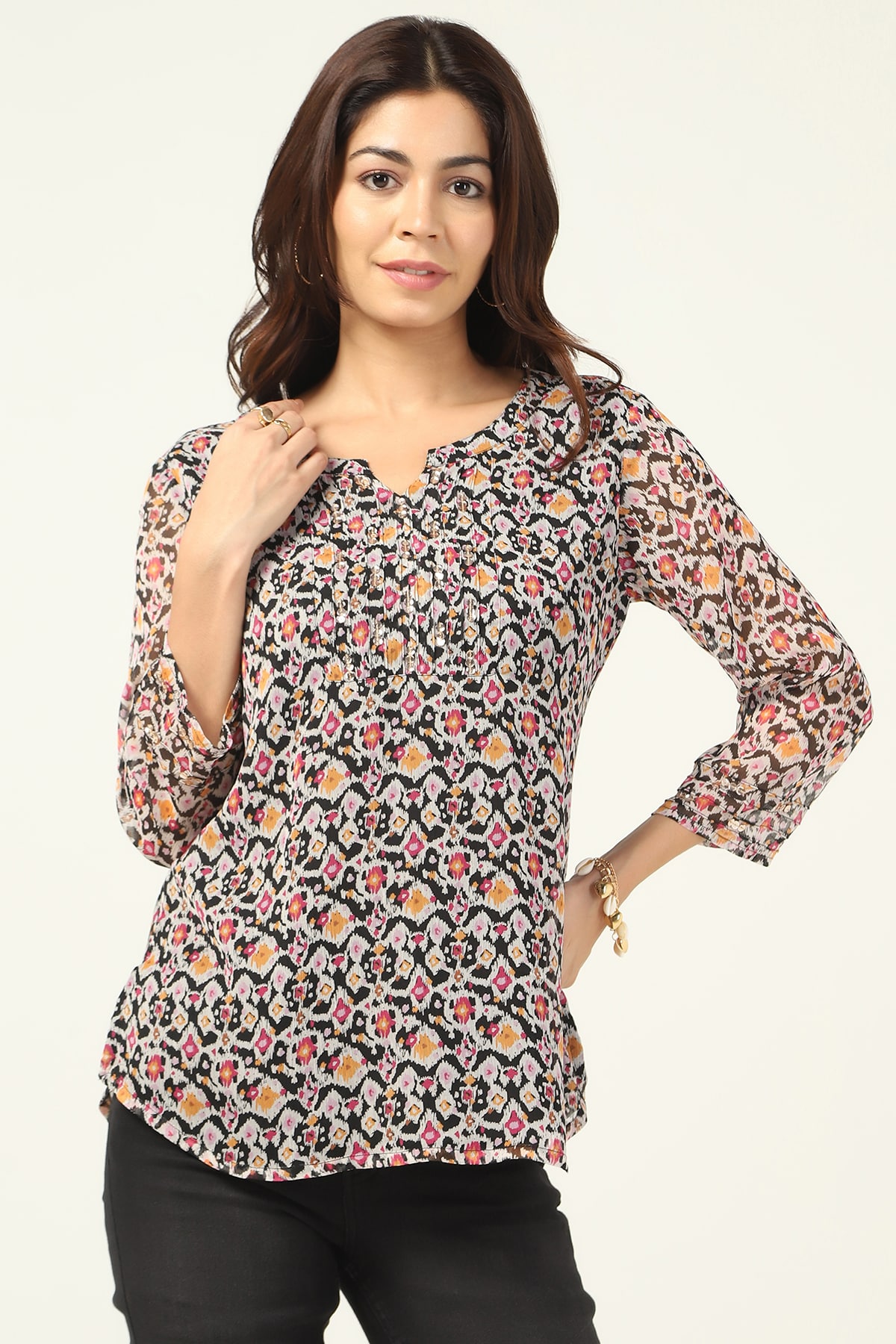Blue Printed Tops For Women