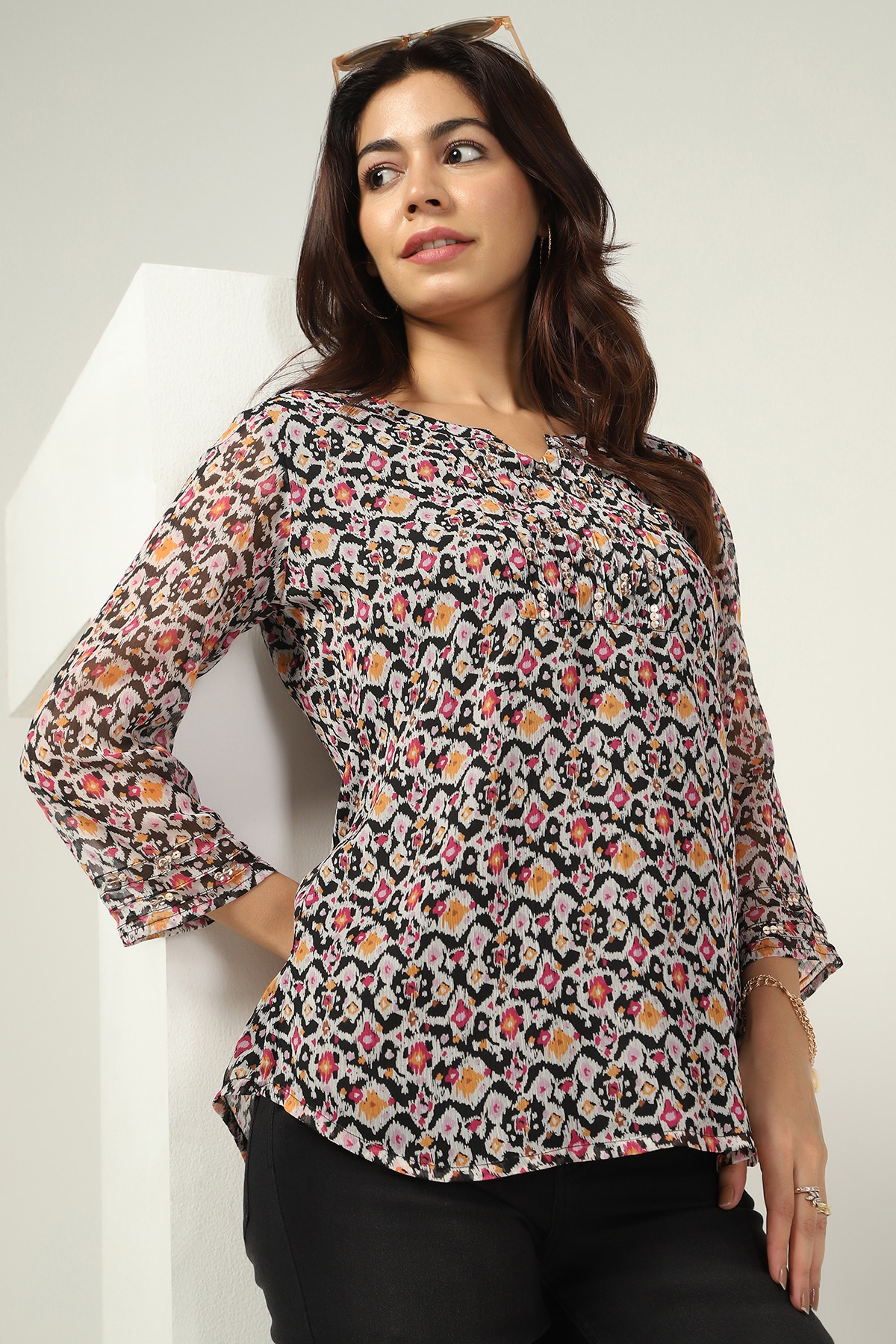 Blue Printed Tops For Women