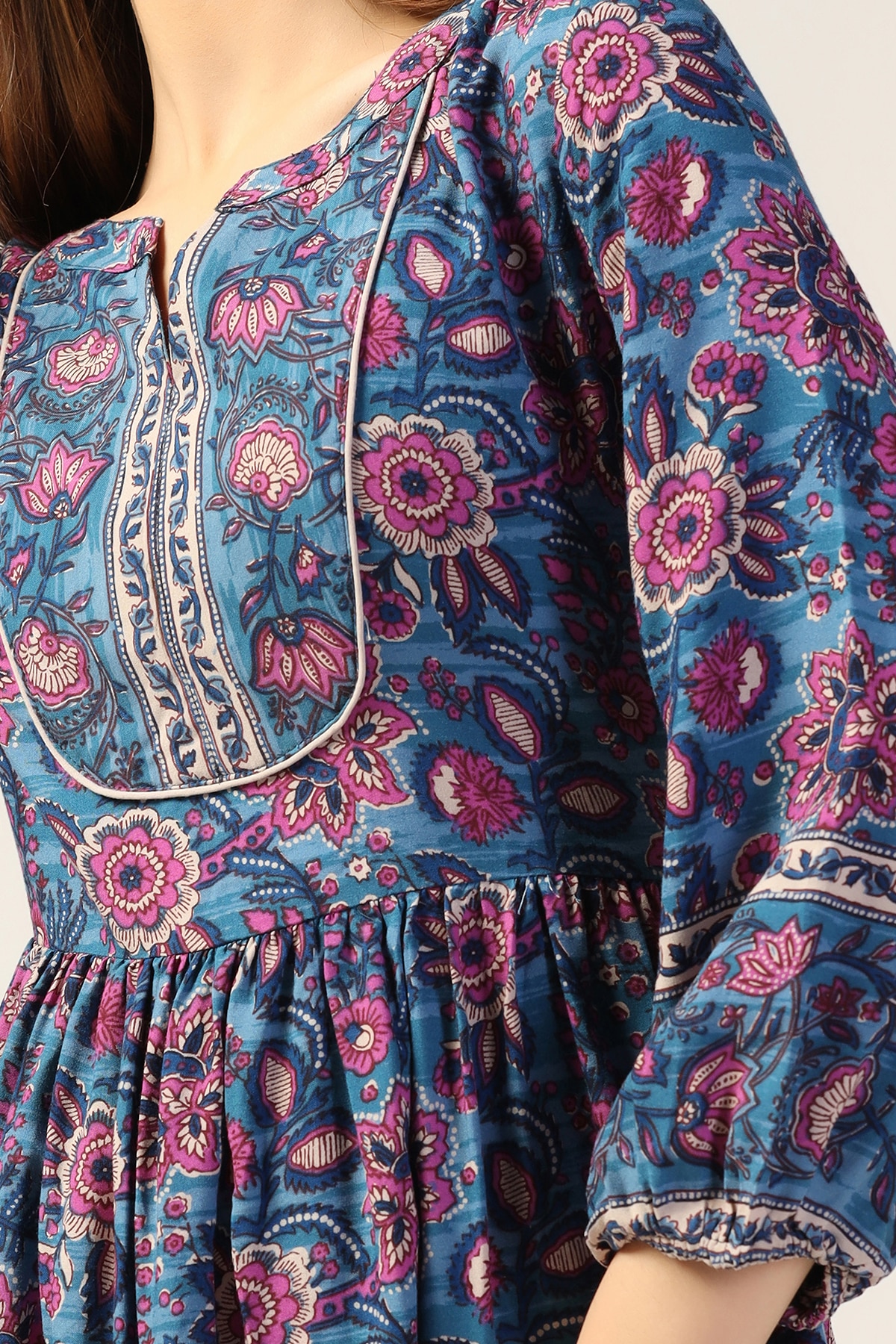 Blue Printed Dress Women