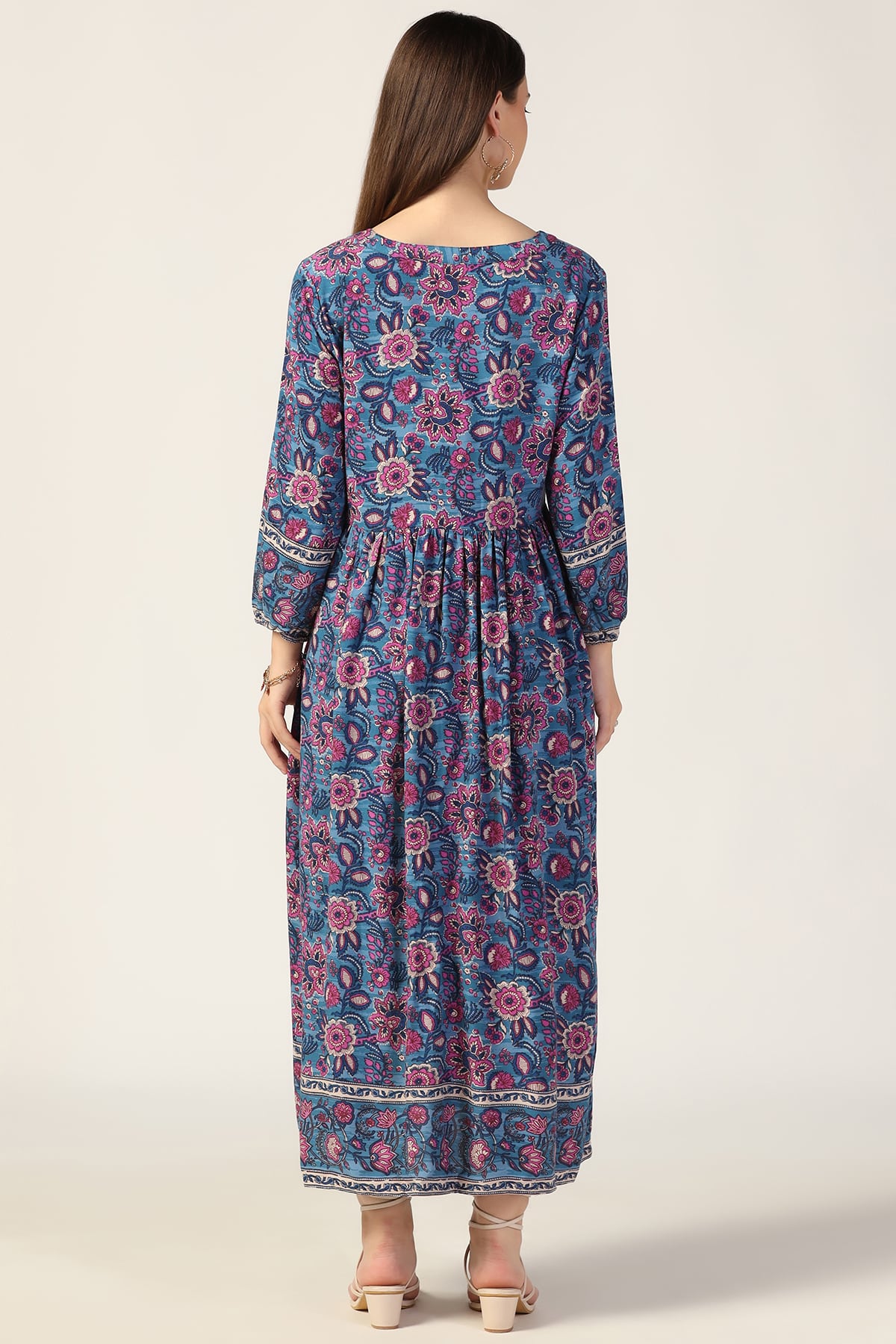 Blue Printed Dress Women