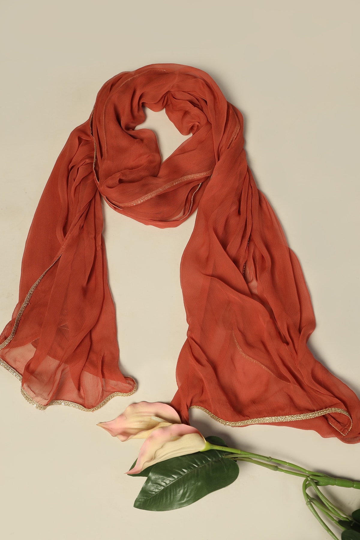 Rust dupatta for women