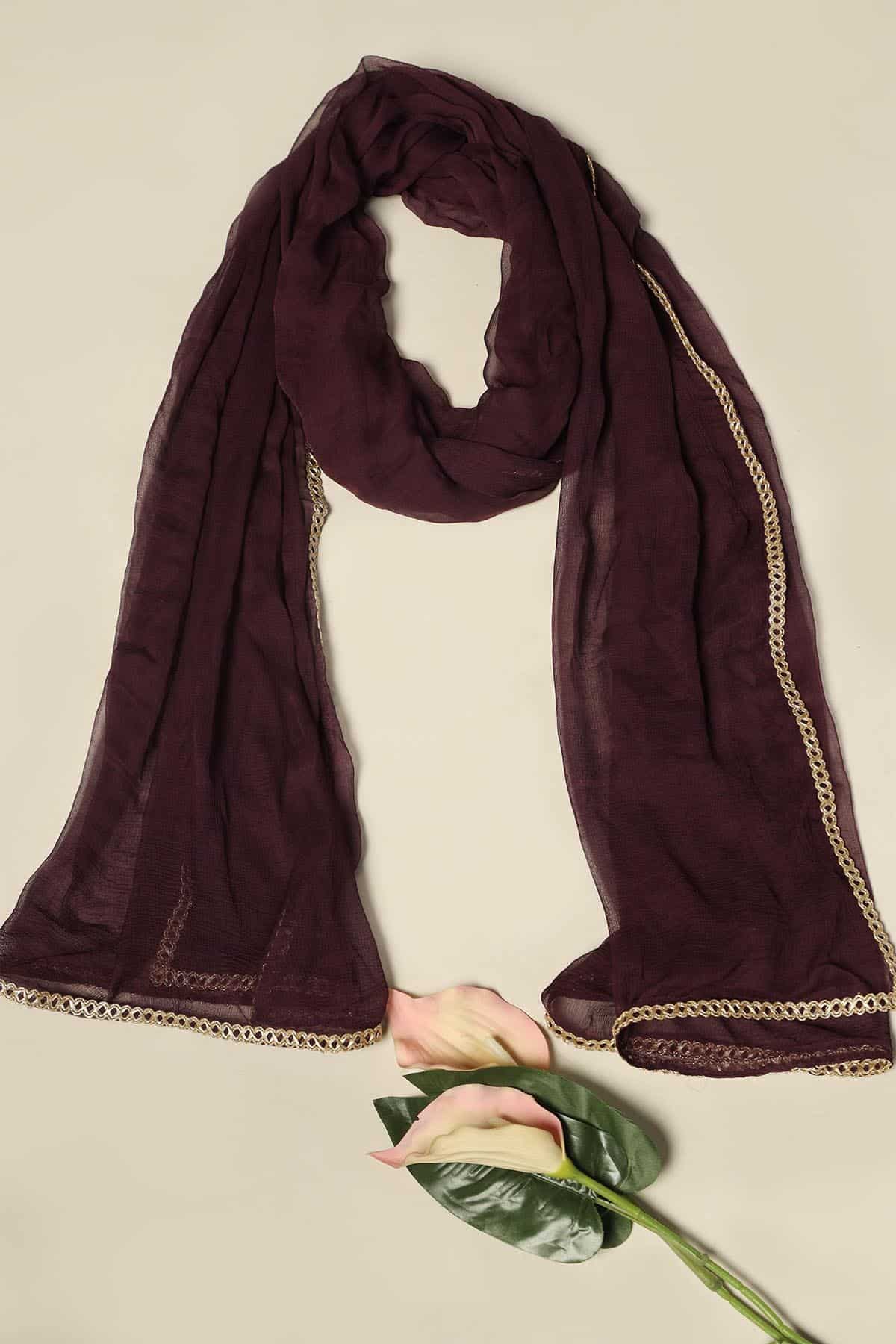 Wine Dupatta For Women