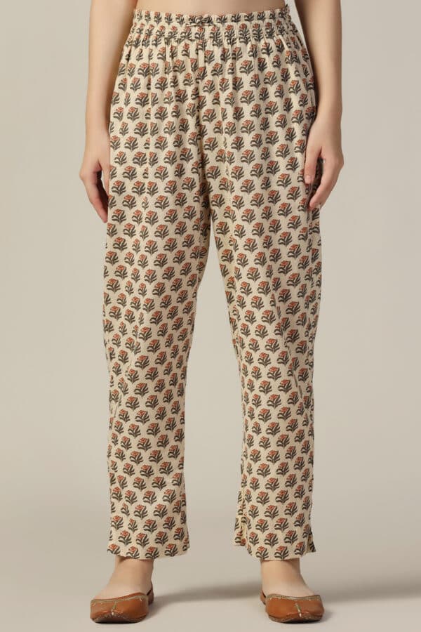 Beige Printed Palazzo Pants For Women