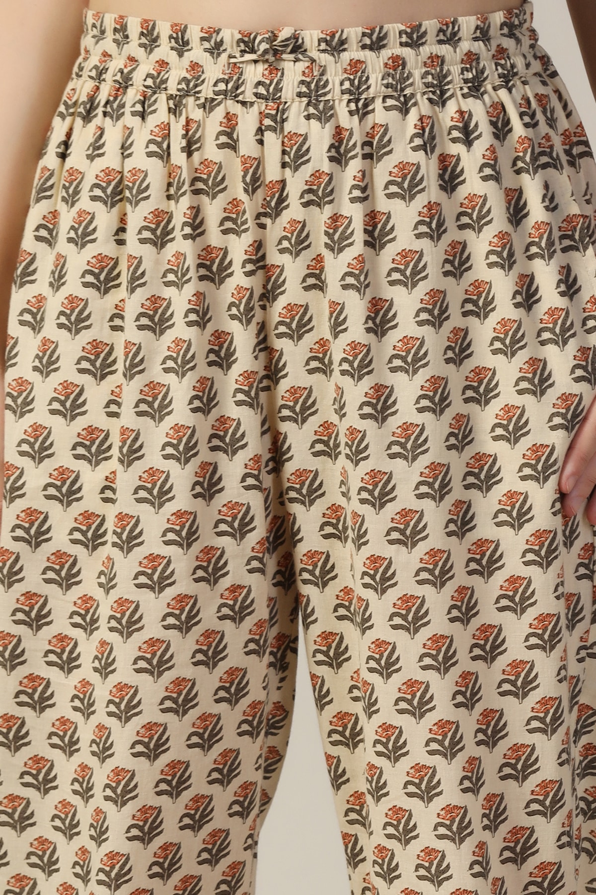 Beige Printed Palazzo Pants For Women