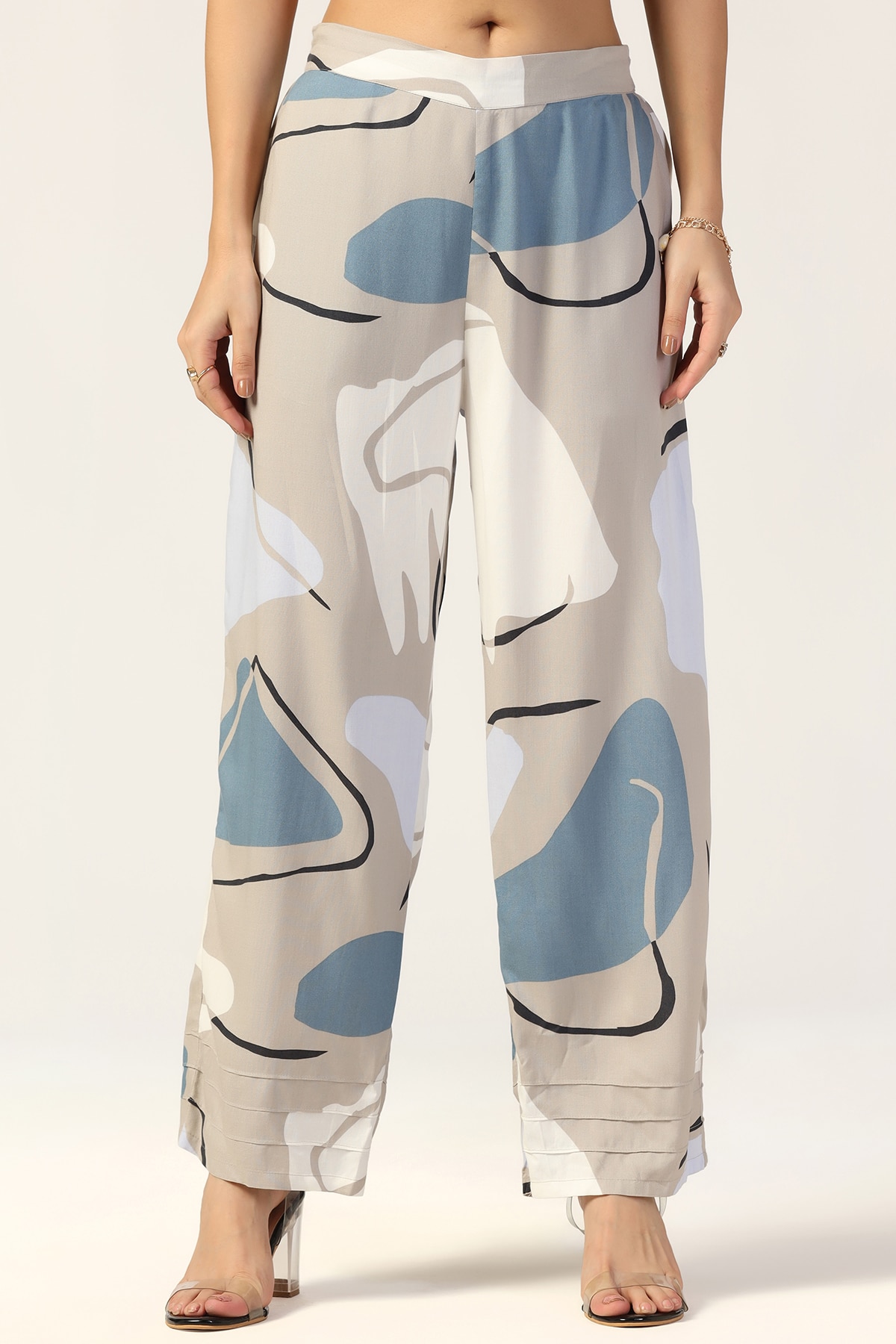 Grey Printed Co Ord Set For Women