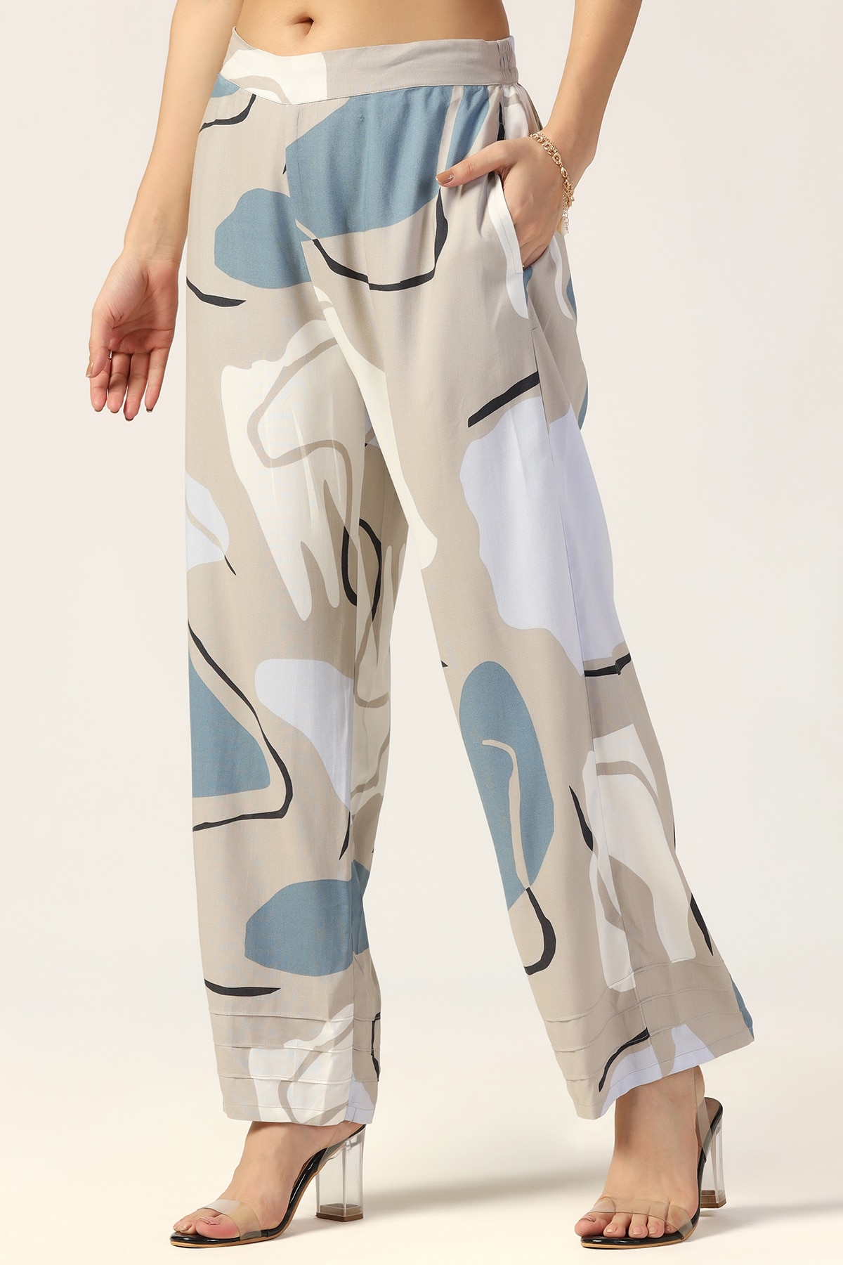 Grey Printed Co Ord Set For Women