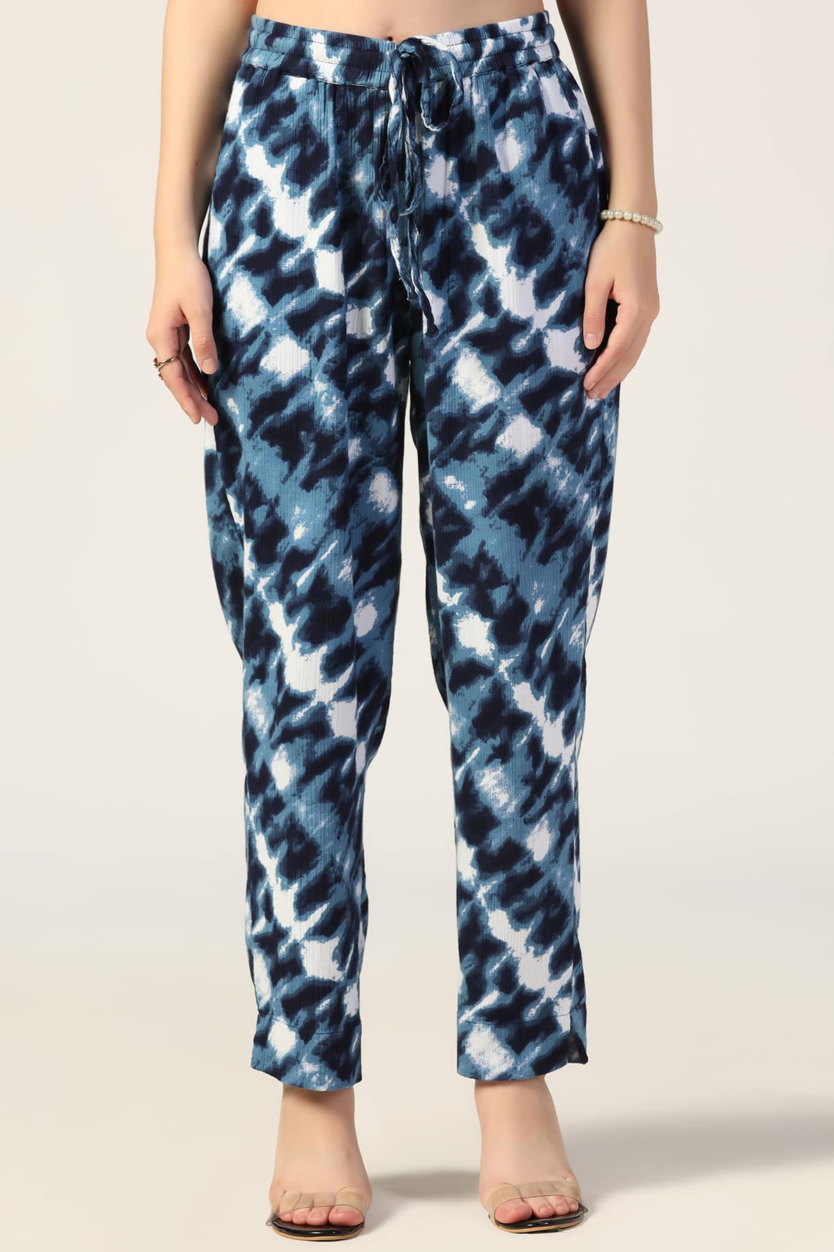 Co Ord Blue Printed Pants Women