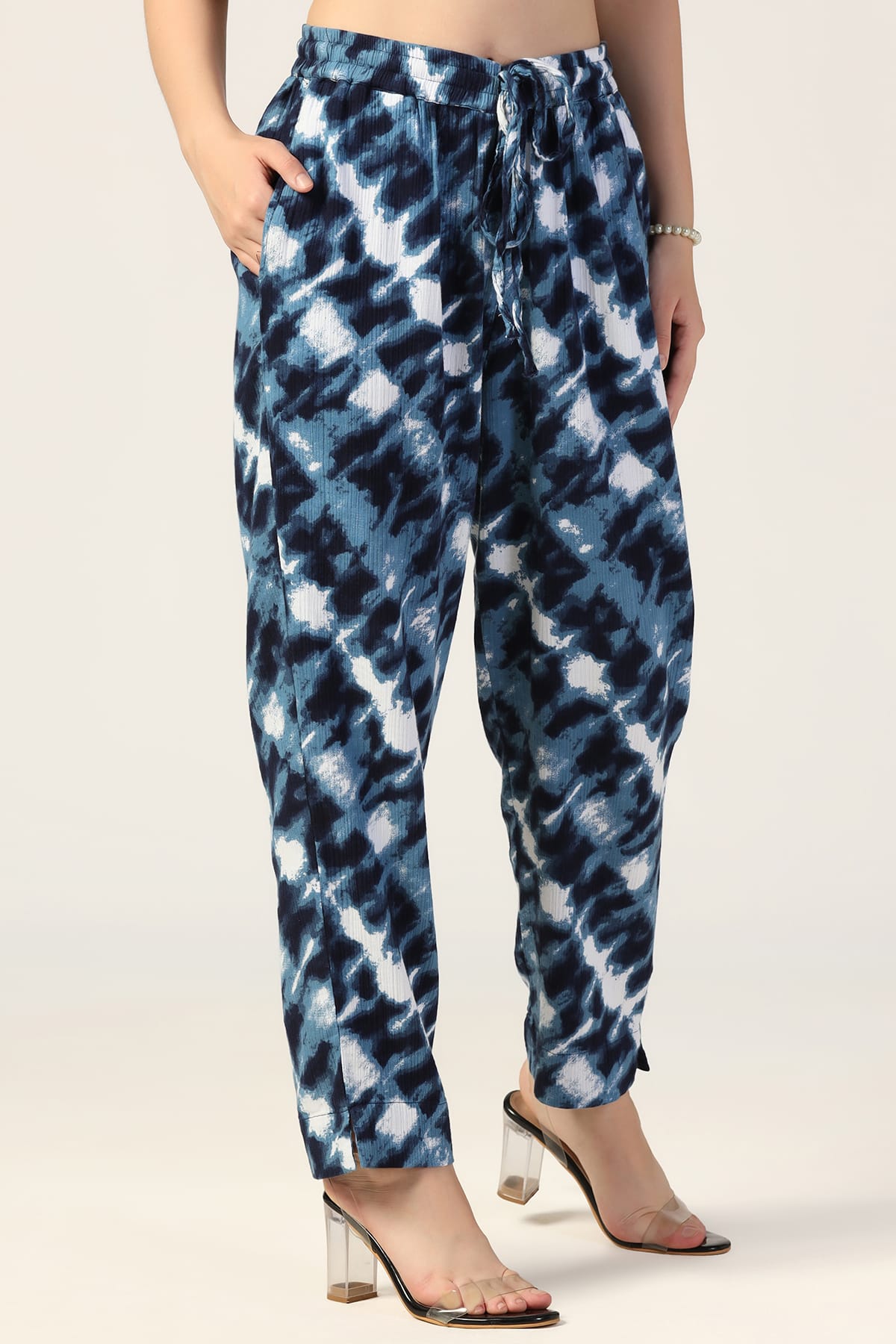 Co Ord Blue Printed Pants Women