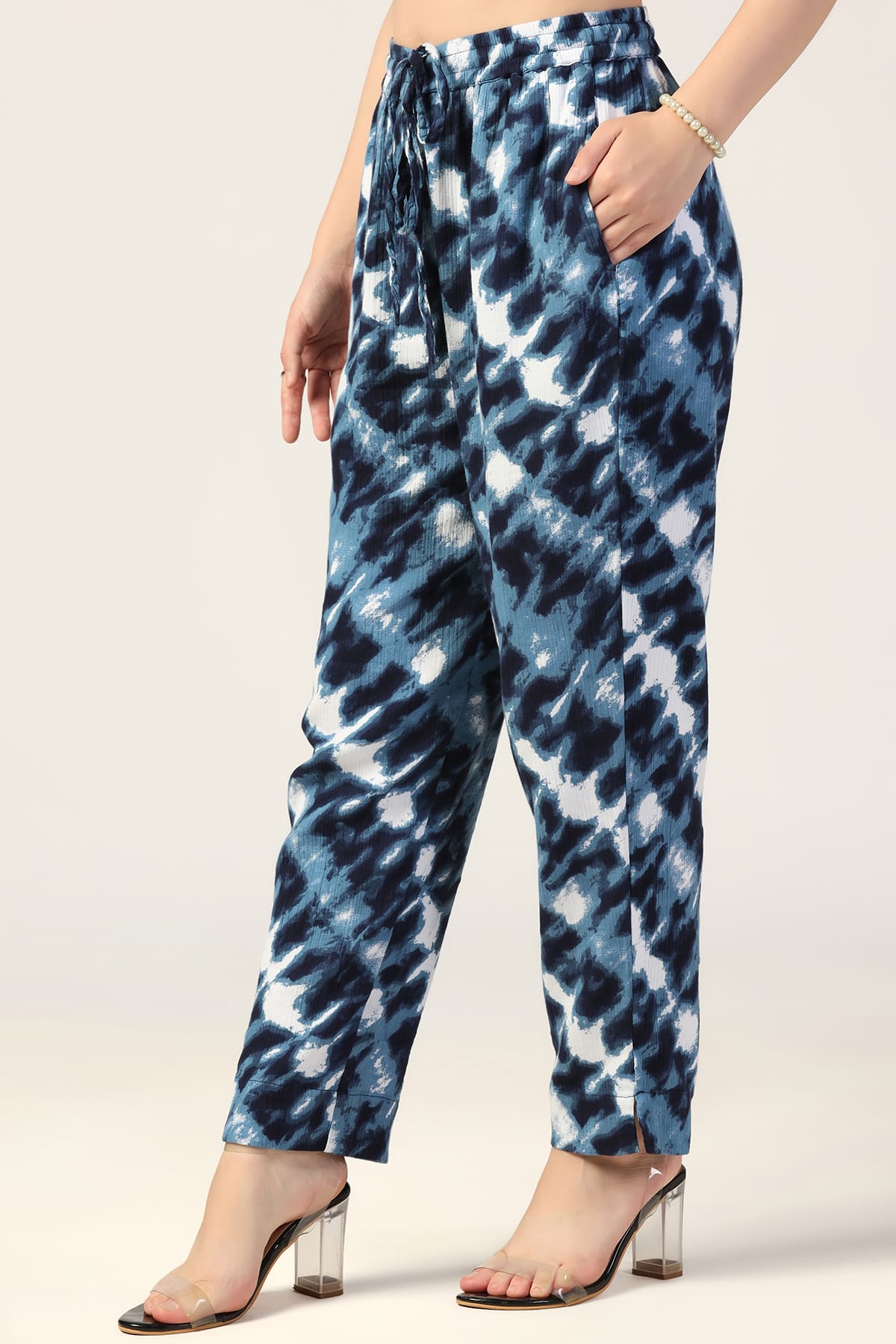 Co Ord Blue Printed Pants Women
