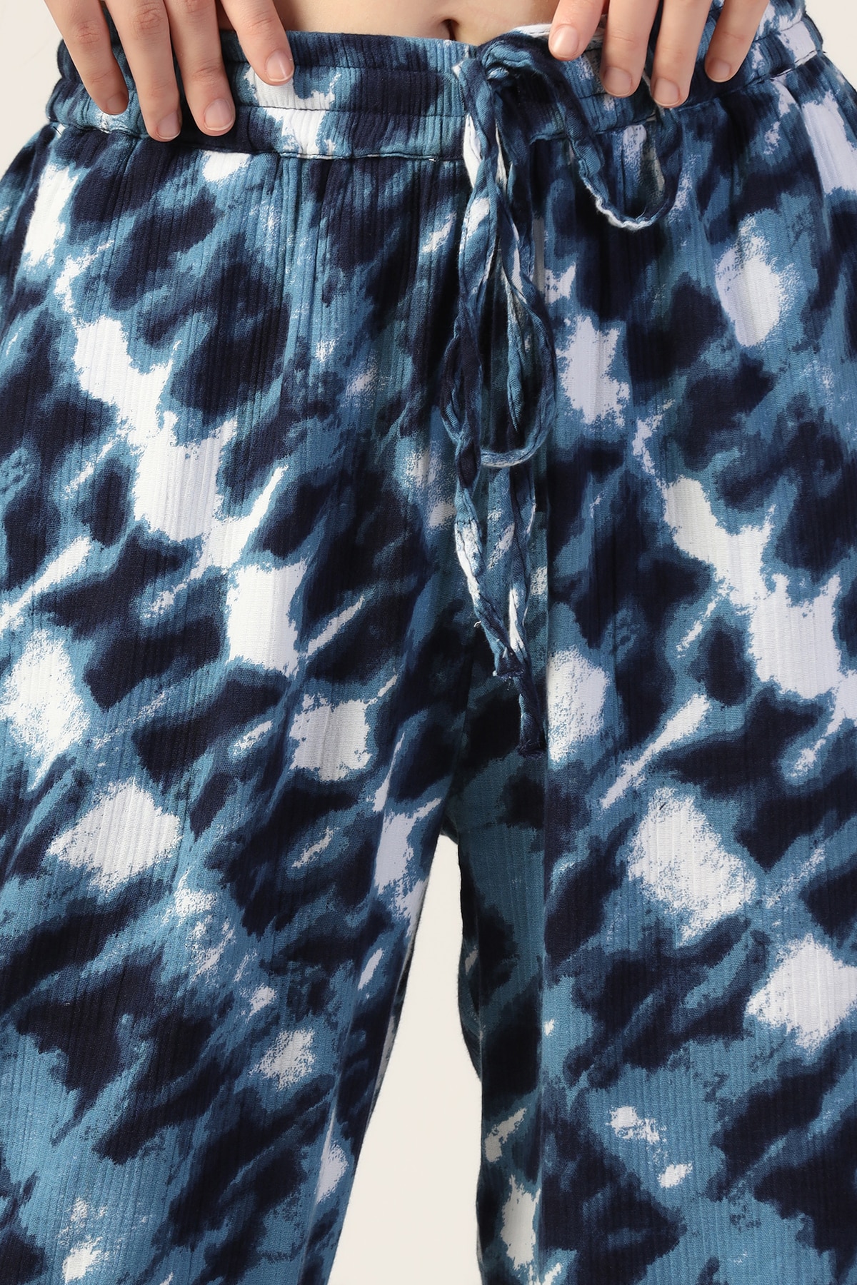 Co Ord Blue Printed Pants Women