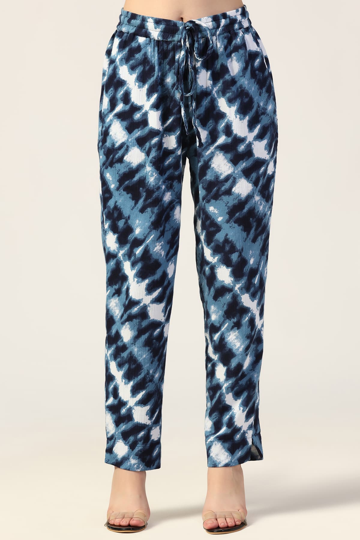 Co Ord Blue Printed Pants Women