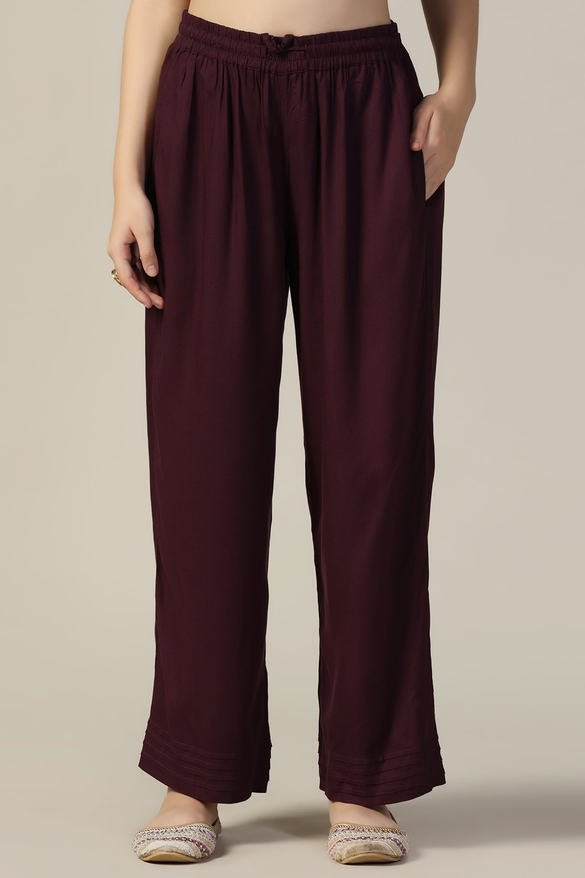 Solid Purple Palazzo For Women