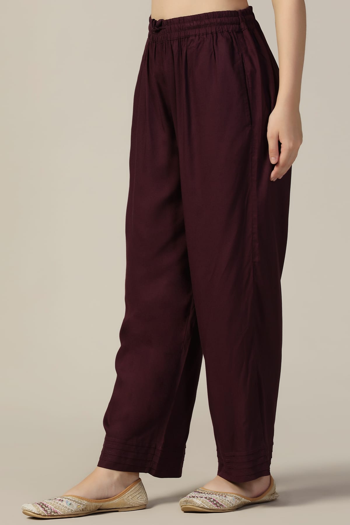 Solid Purple Palazzo For Women