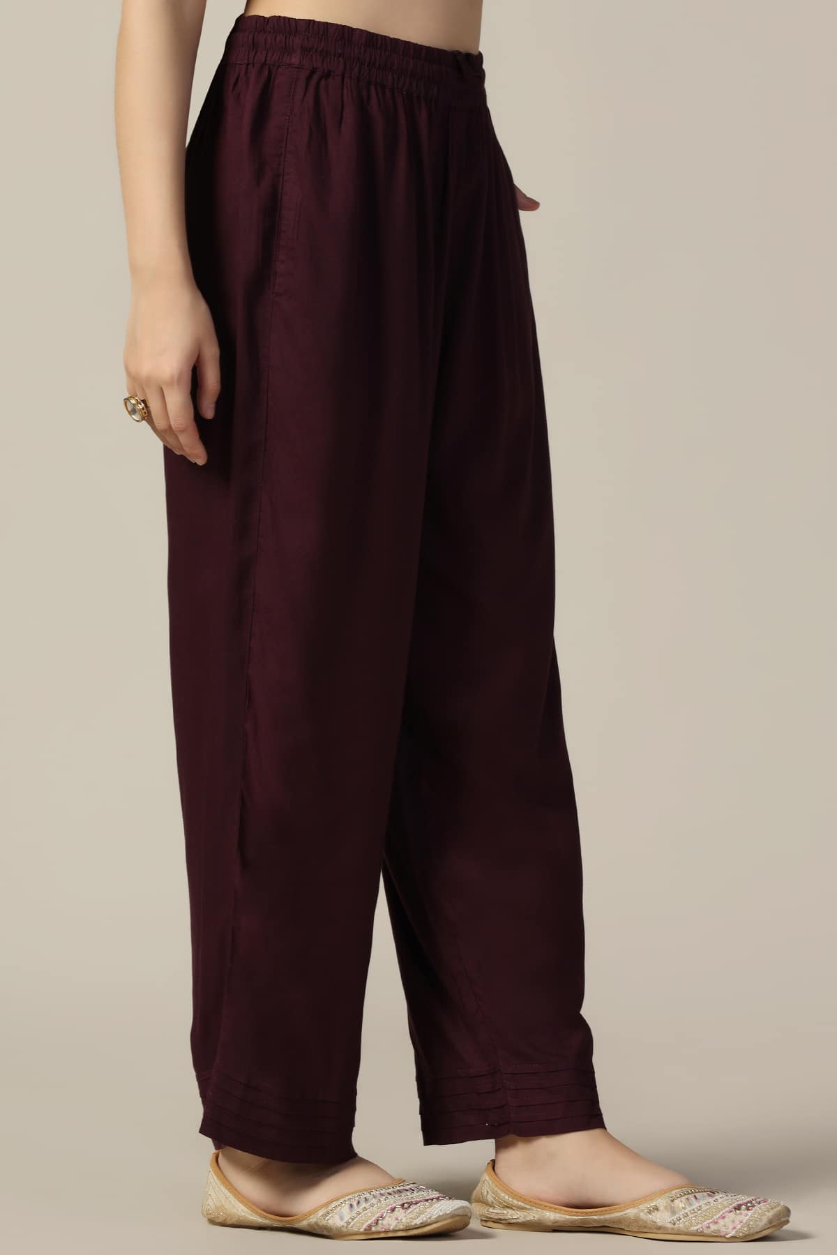Solid Purple Palazzo For Women