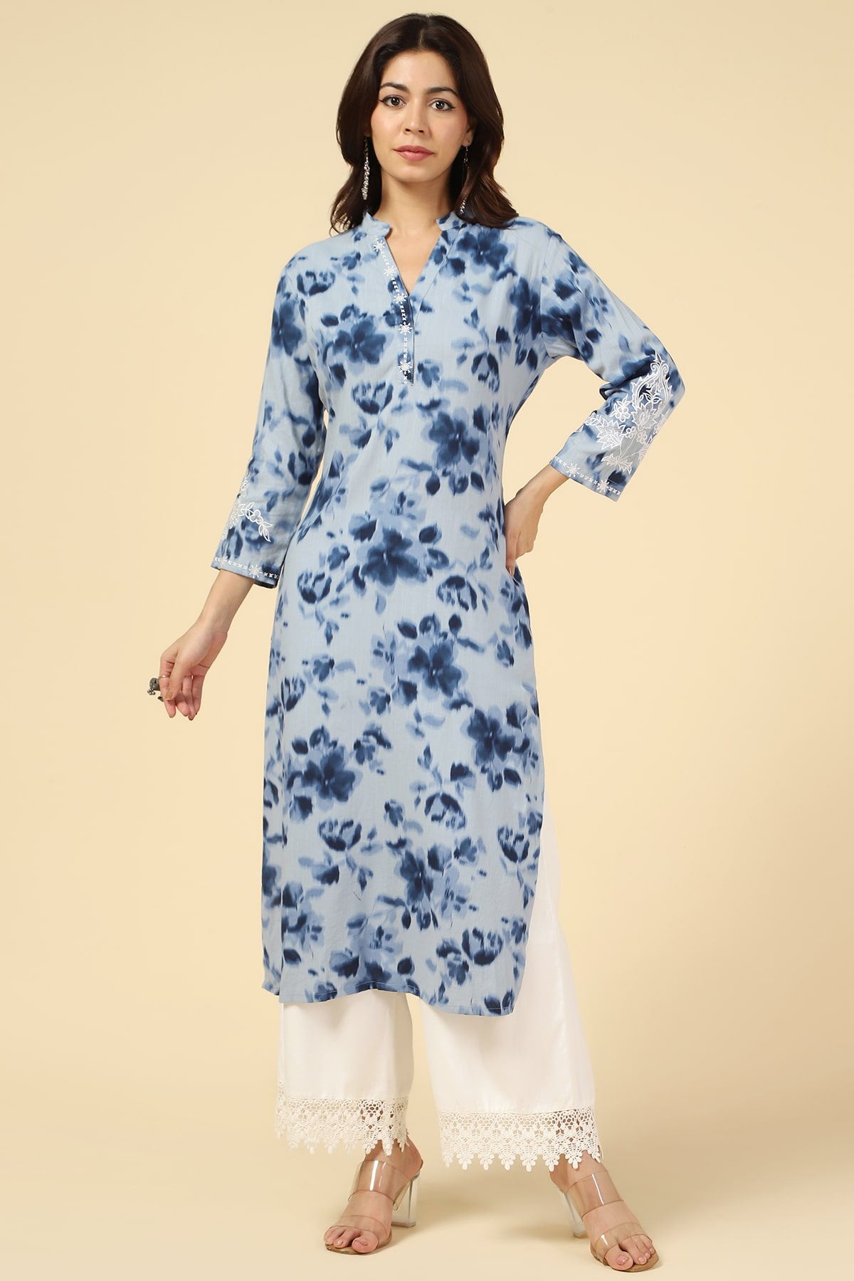 Printed Blue Kurti For Women