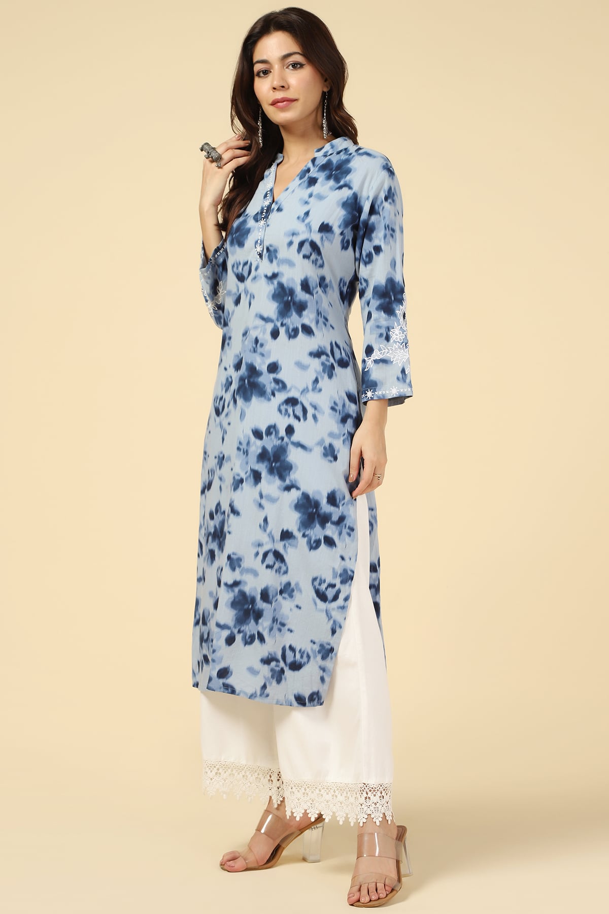 Printed Blue Kurti For Women