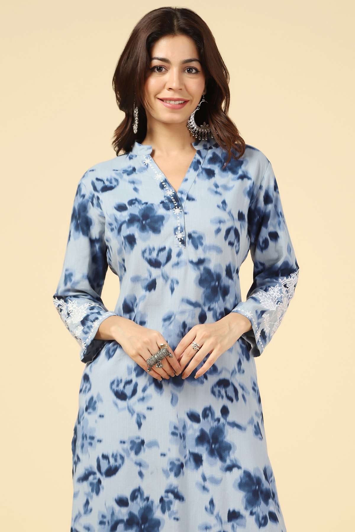 Printed Blue Kurti For Women