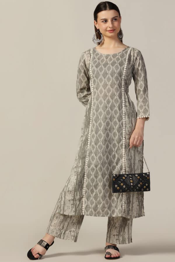 Printed Grey Kurti For Women