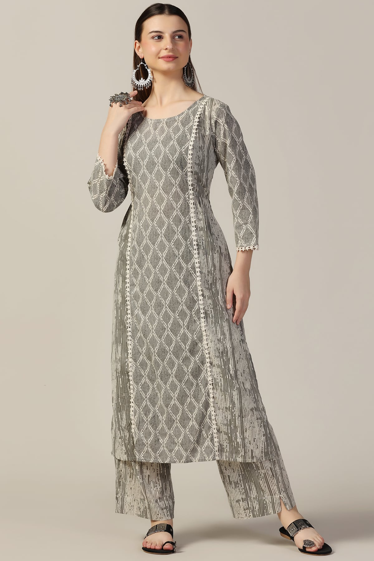 Printed Grey Kurti For Women
