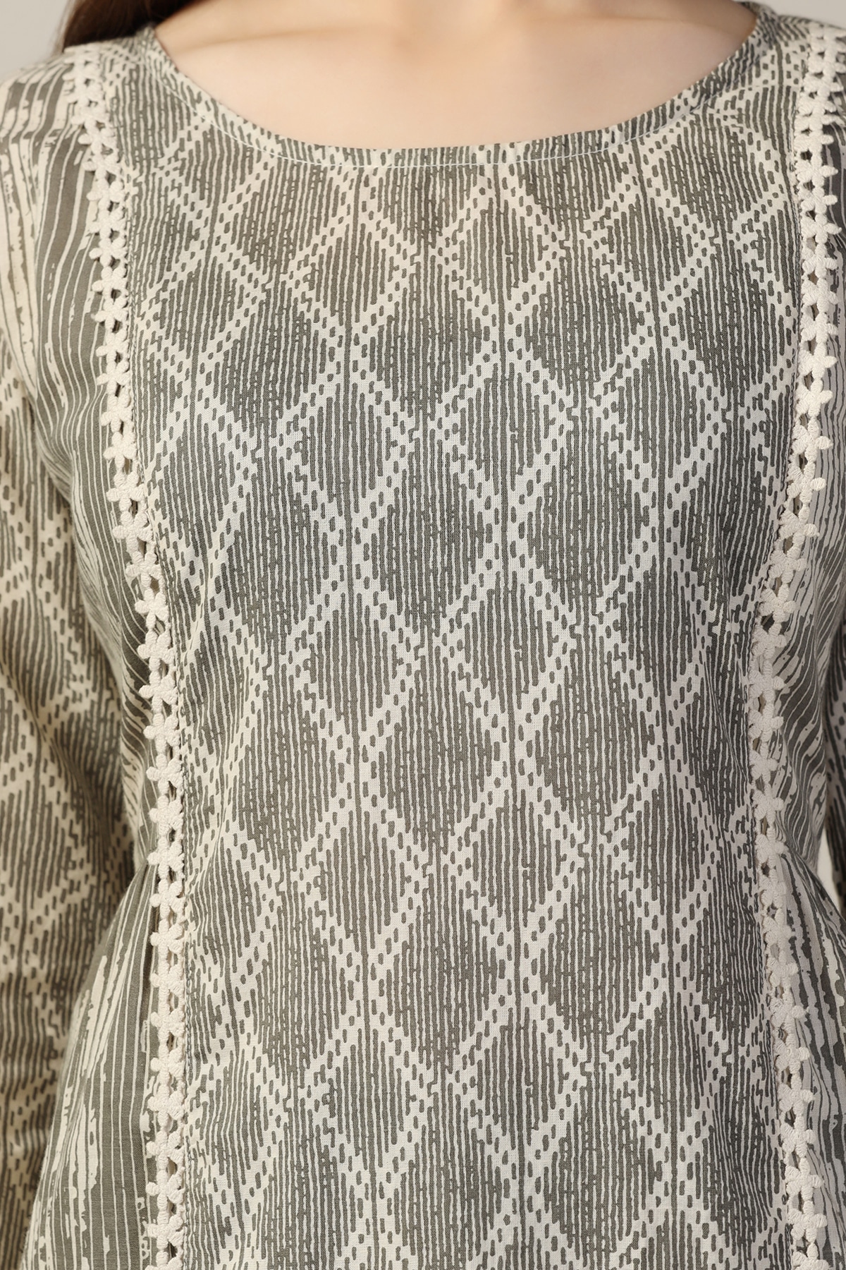 Printed Grey Kurti For Women