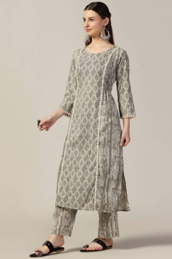 Printed Grey Kurti For Women